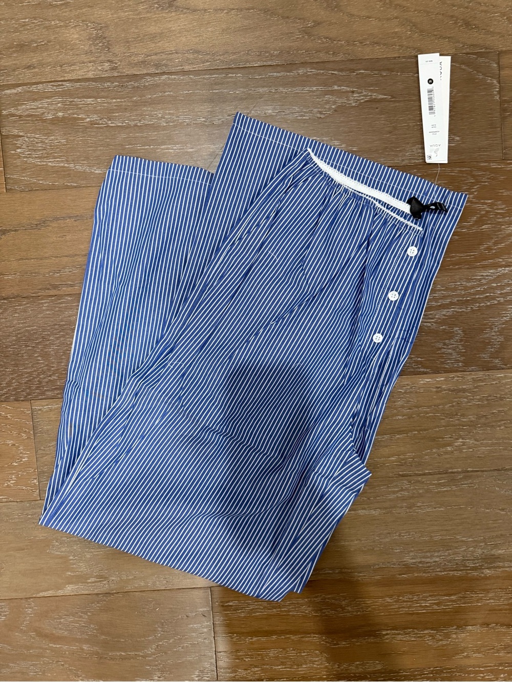 Aqua Cotton Soft Blue and White Striped Sleep Pants